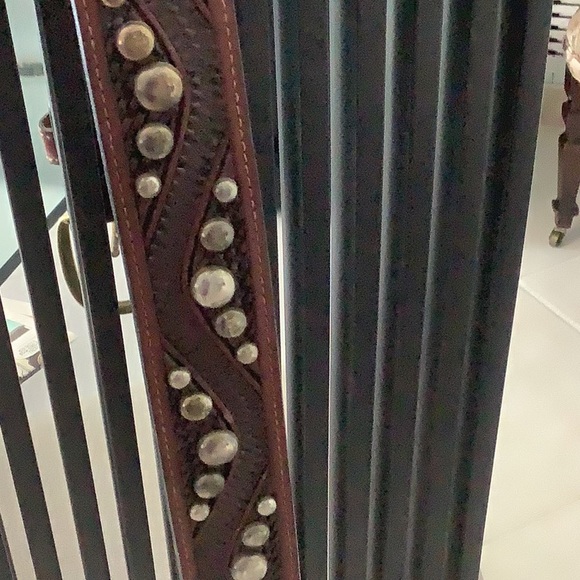 Brass studded leather belt. - Picture 2 of 4